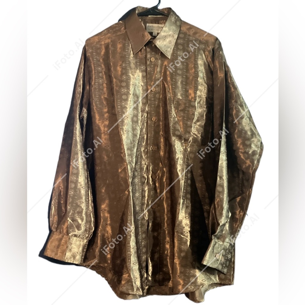 Men’s Pontelli Uomo Classic Button Down Geometric Pattern Shirt - Size Large